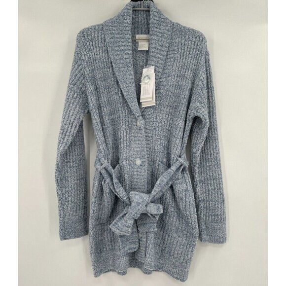 Softies Sweaters - Softies 30" Marshmallow Button Down Cardigan w/ Belt sz S Heather Spring Lake